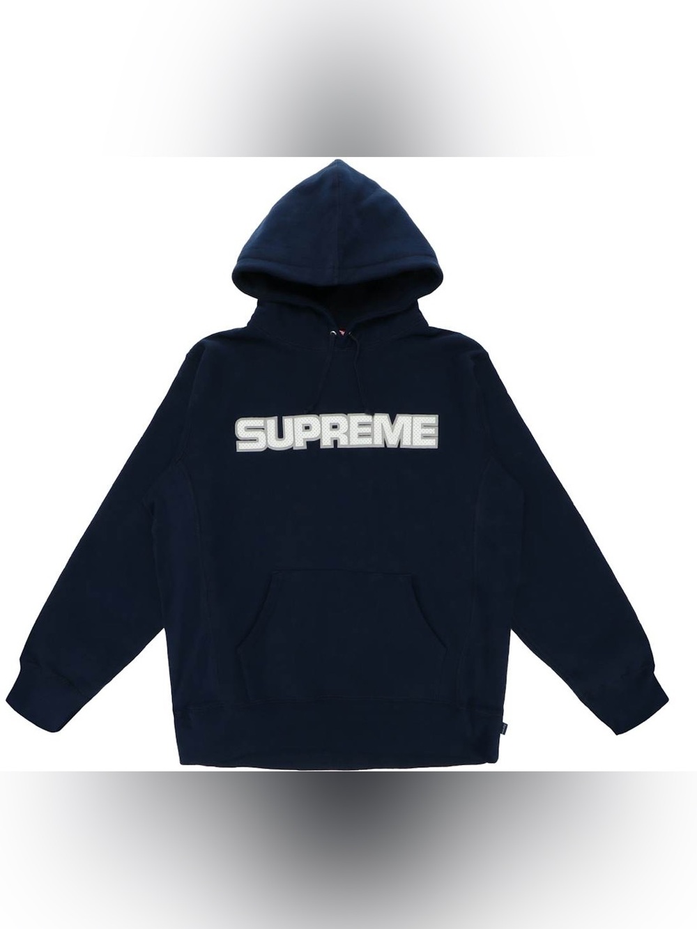 Supreme Navy Hoodie with White Raised Logo